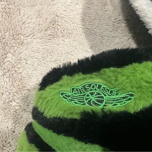 Green and Black Fuzzy Slippers